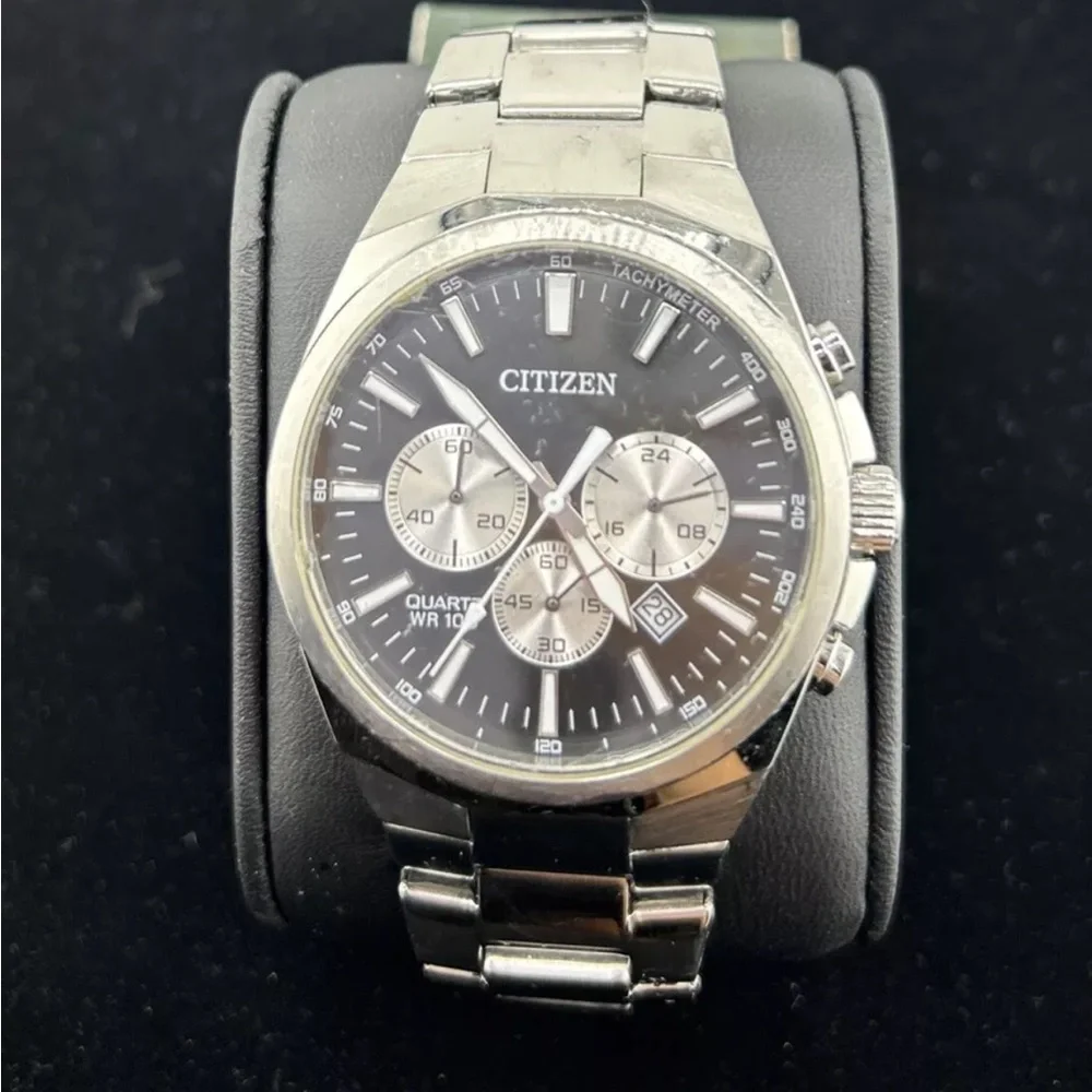 Citizen Chronograph Black Dial Men's Watch Eco-Drive #41 new battery